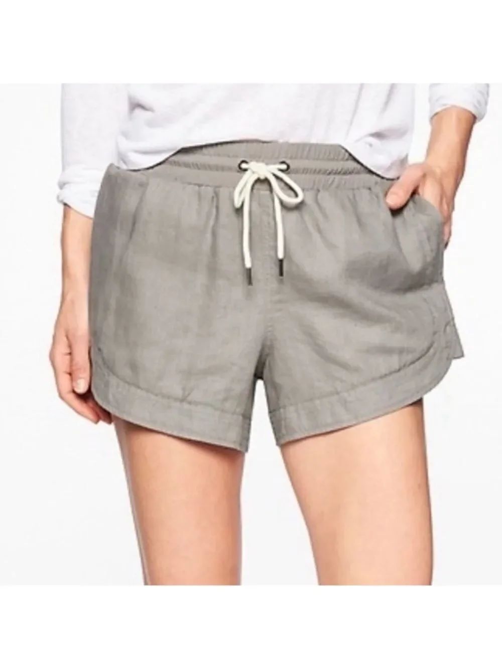 Athleta 12 Gray Bali Linen Shorts